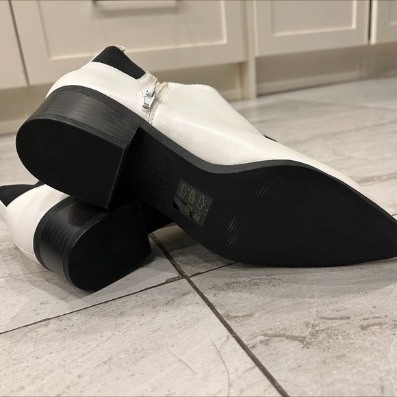 George Off-White Ankle Boot Faux Leather, Side Zipper Heel 2in/5cm, Side Panels - Picture 8 of 11